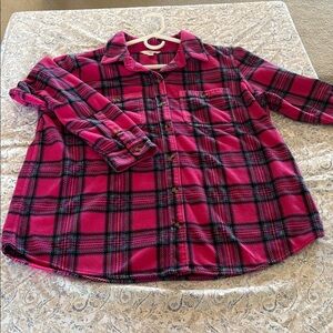 Time and Tru Hot Pink Plaid Button-Front Shirt